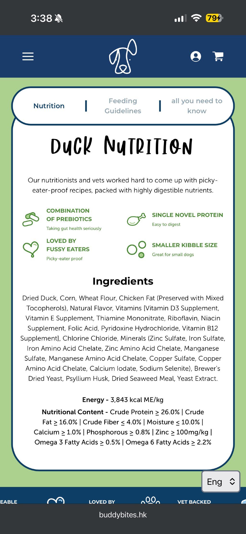 Buddy Bites Duck Nutrition