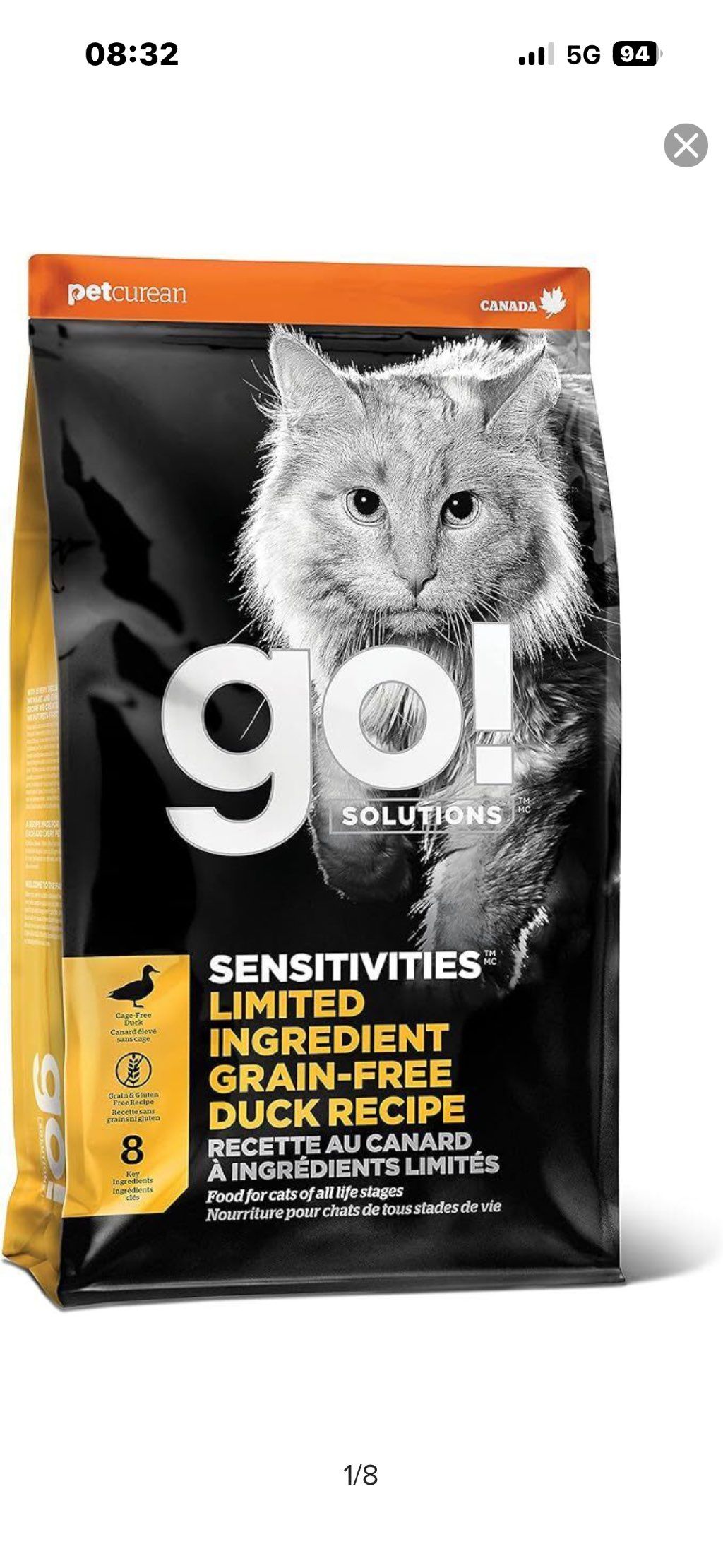 Petcurean Go! Solutions Sensitivities Limited Ingredient Grain-Free Duck Recipe
