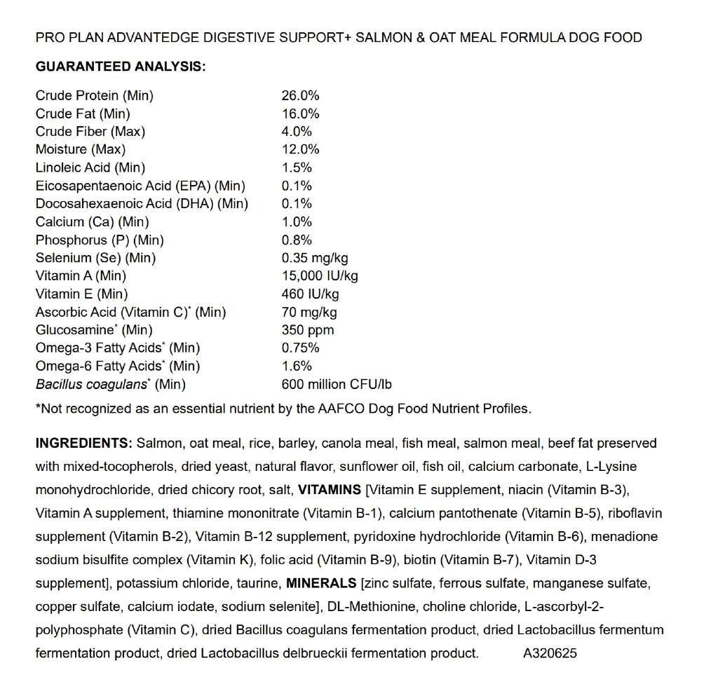 Pro Plan Advantage Digestive Support+ Salmon & Oat Meal Formula Dog Food