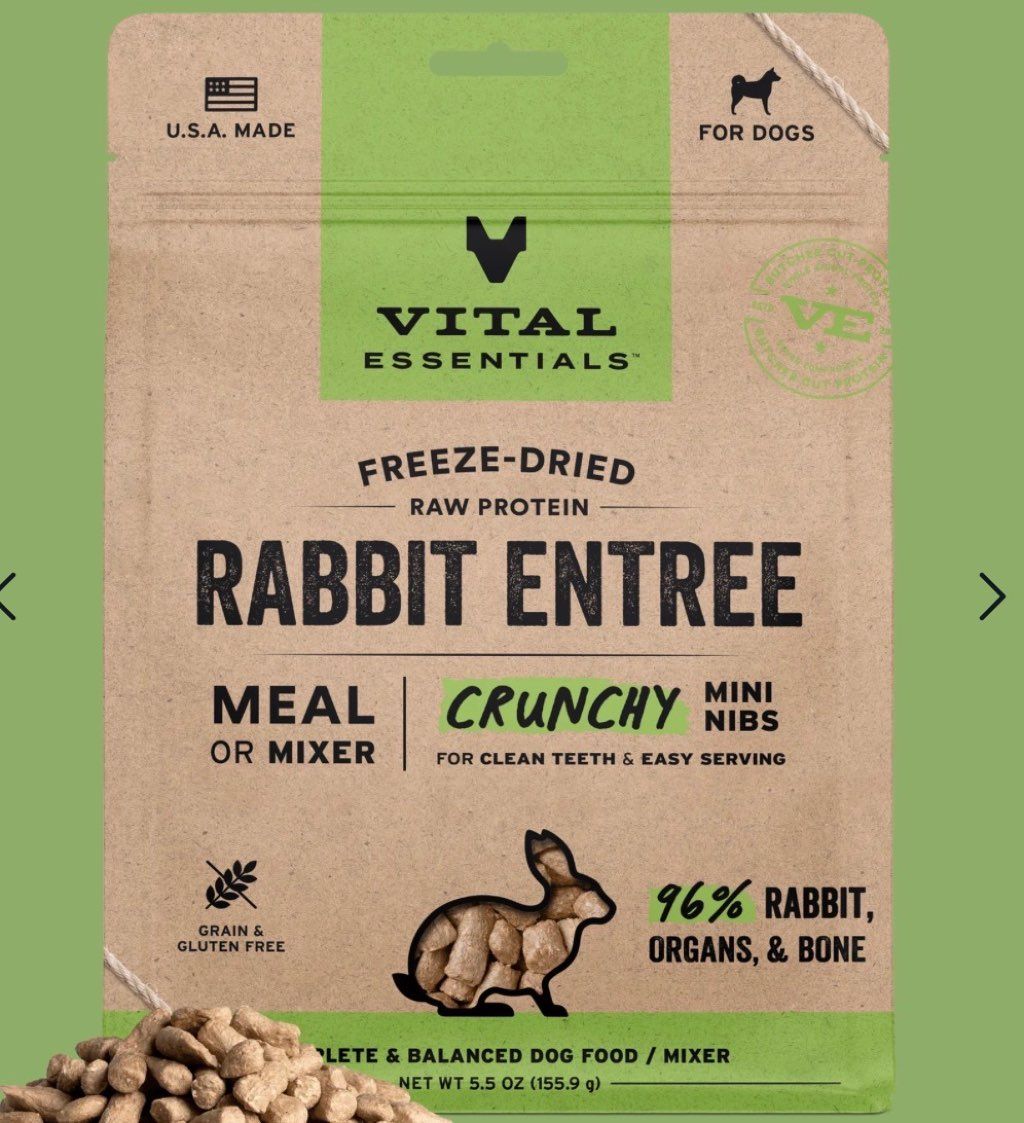 Vital Essentials Freeze-Dried Raw Protein Rabbit Entree Crunchy Mini Nibs