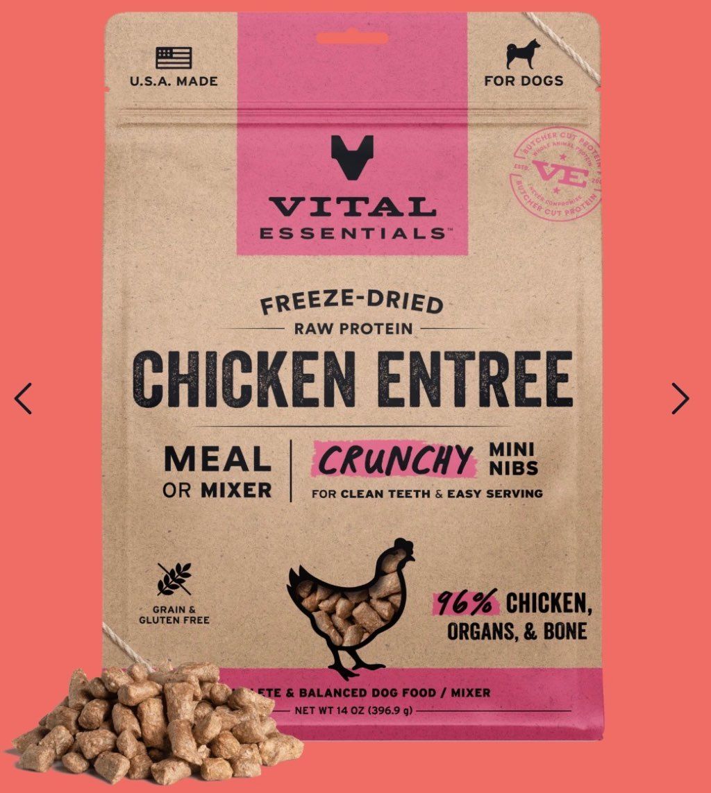 Vital Essentials Freeze-Dried Raw Protein Chicken Entree Crunchy Mini Nibs