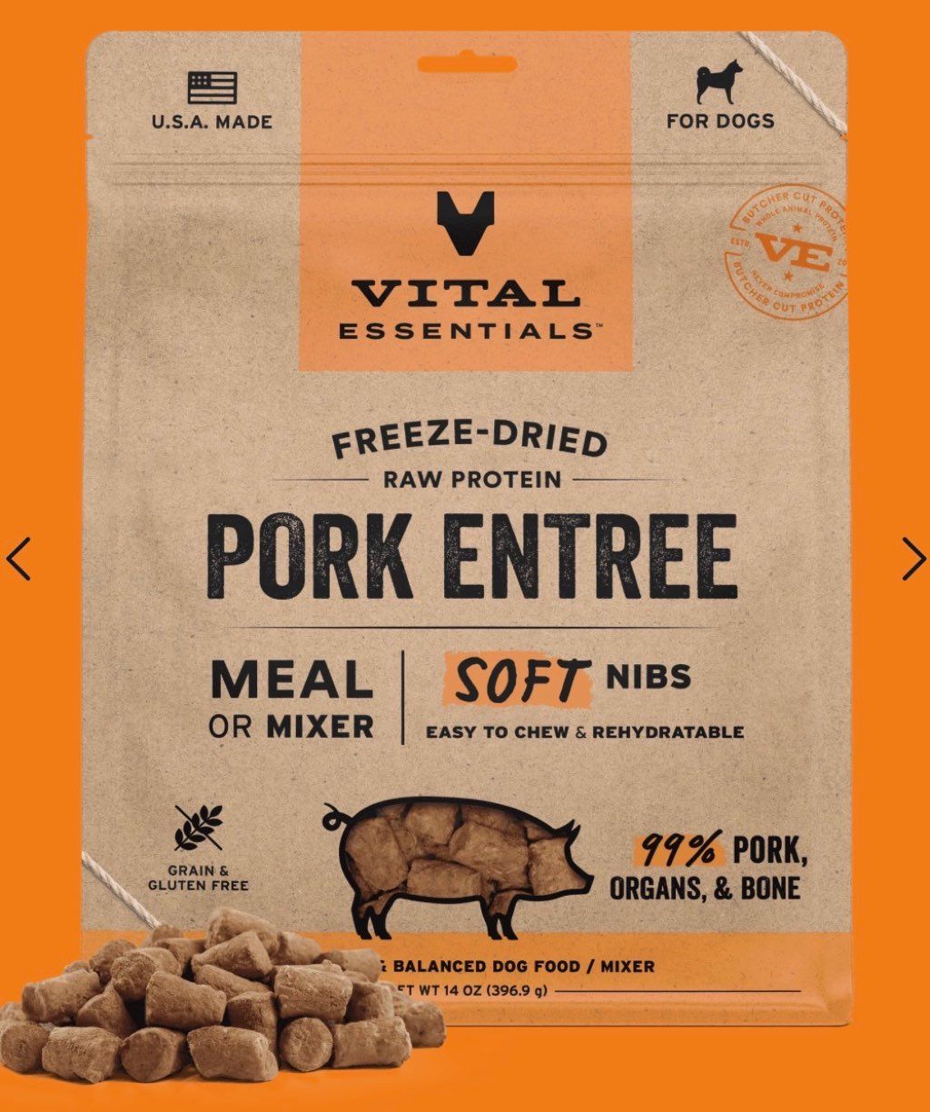 Vital Essentials Freeze-Dried Raw Protein Pork Entree Soft Nibs