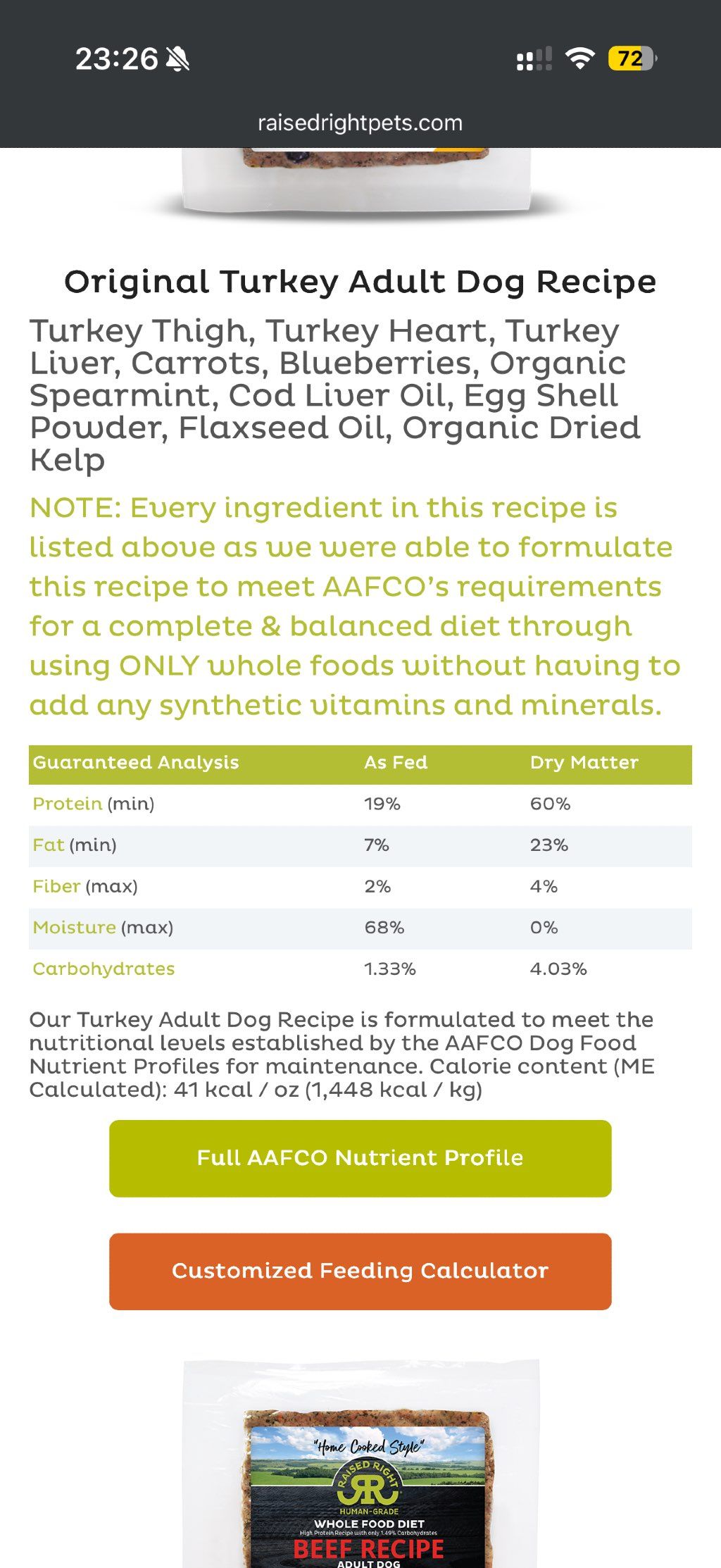 Raised Right Original Turkey Adult Dog Recipe (2 of 3)