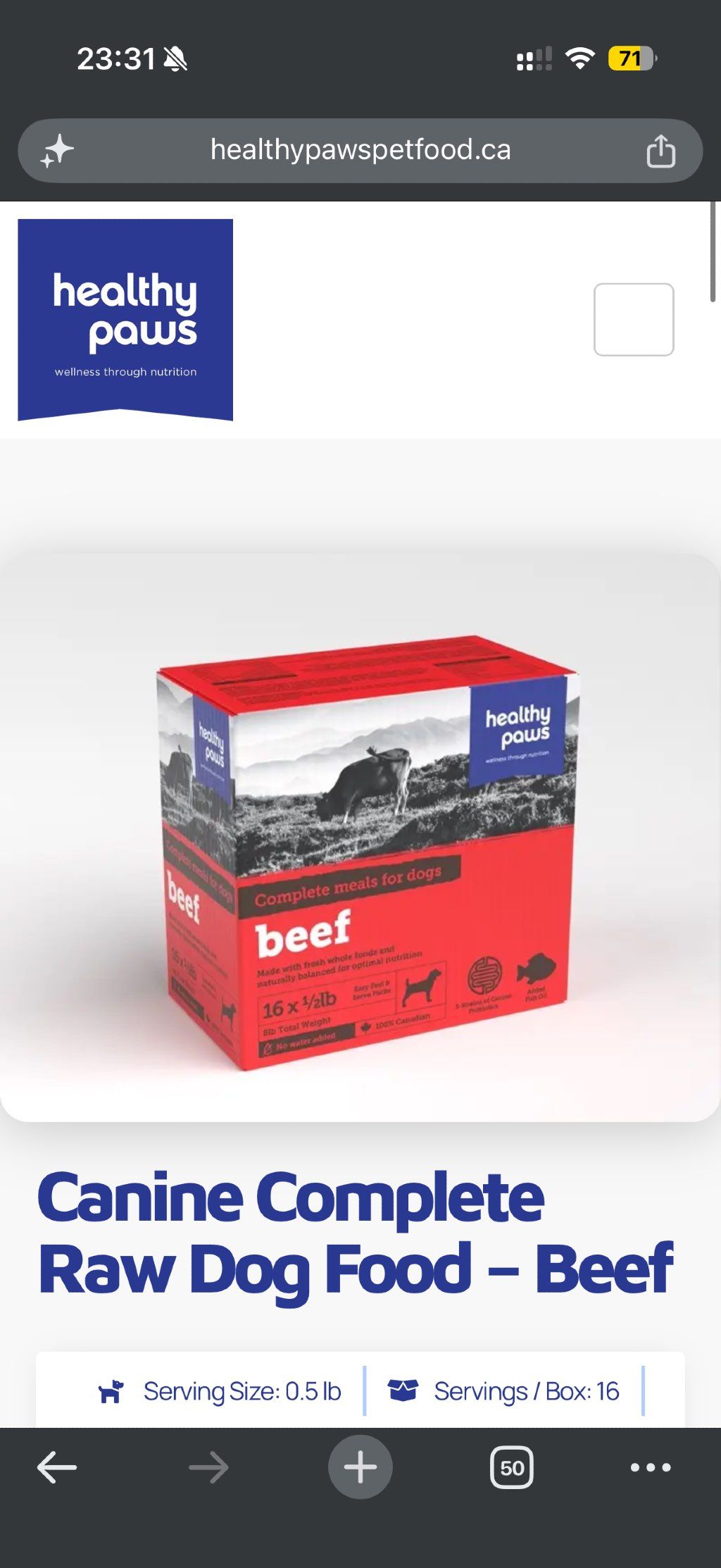 Healthy Paws Canine Complete Raw Dog Food – Beef