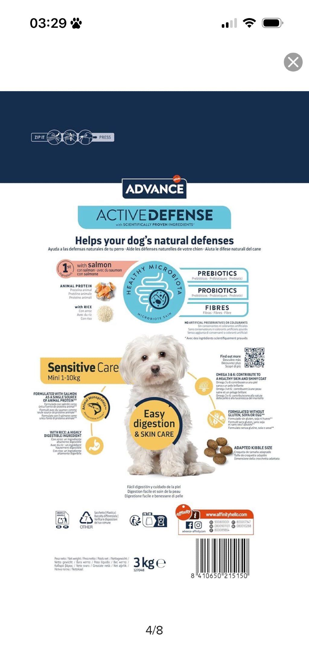 ADVANCE Active Defense Sensitive Care Mini 1-10kg with Salmon