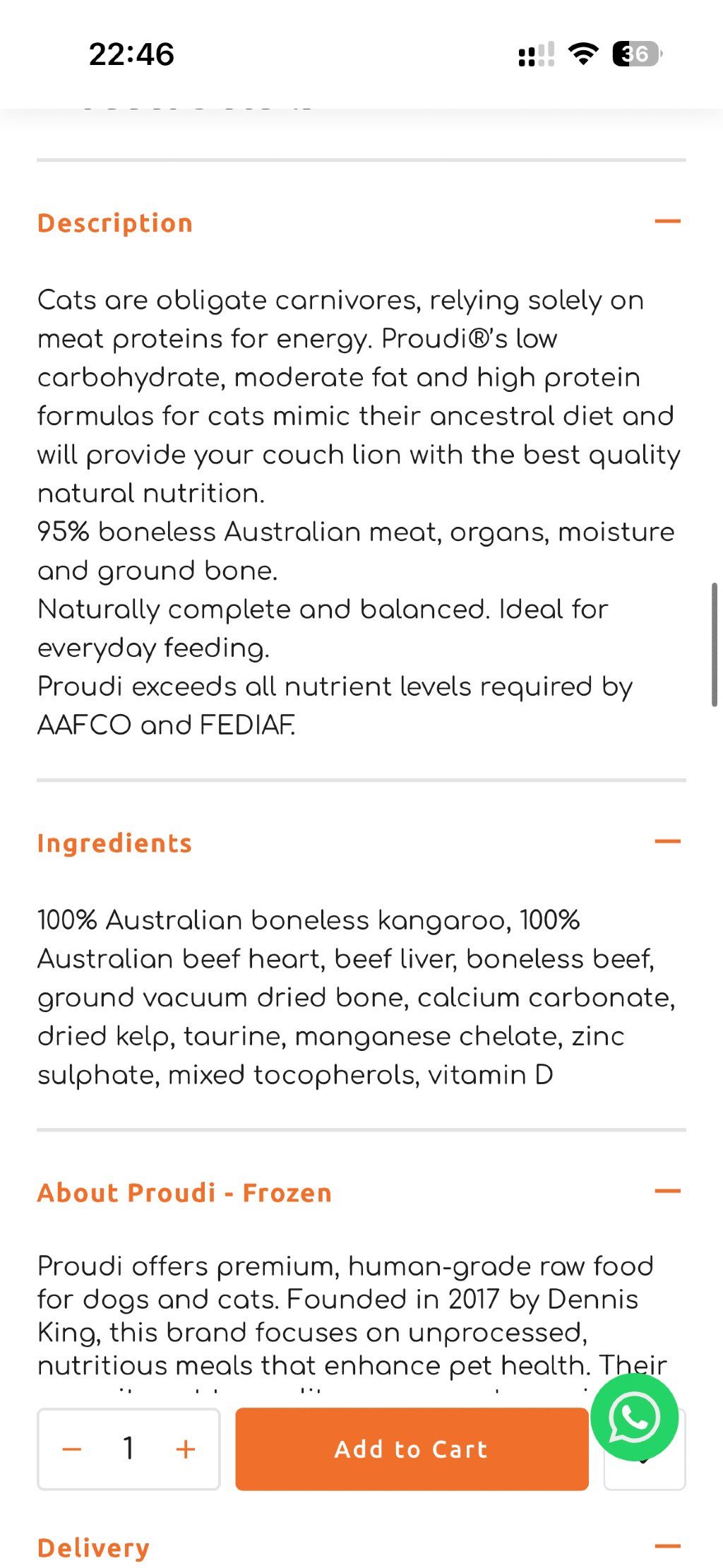 Proudi Kangaroo & Beef Raw Cat Food (3 of 3)