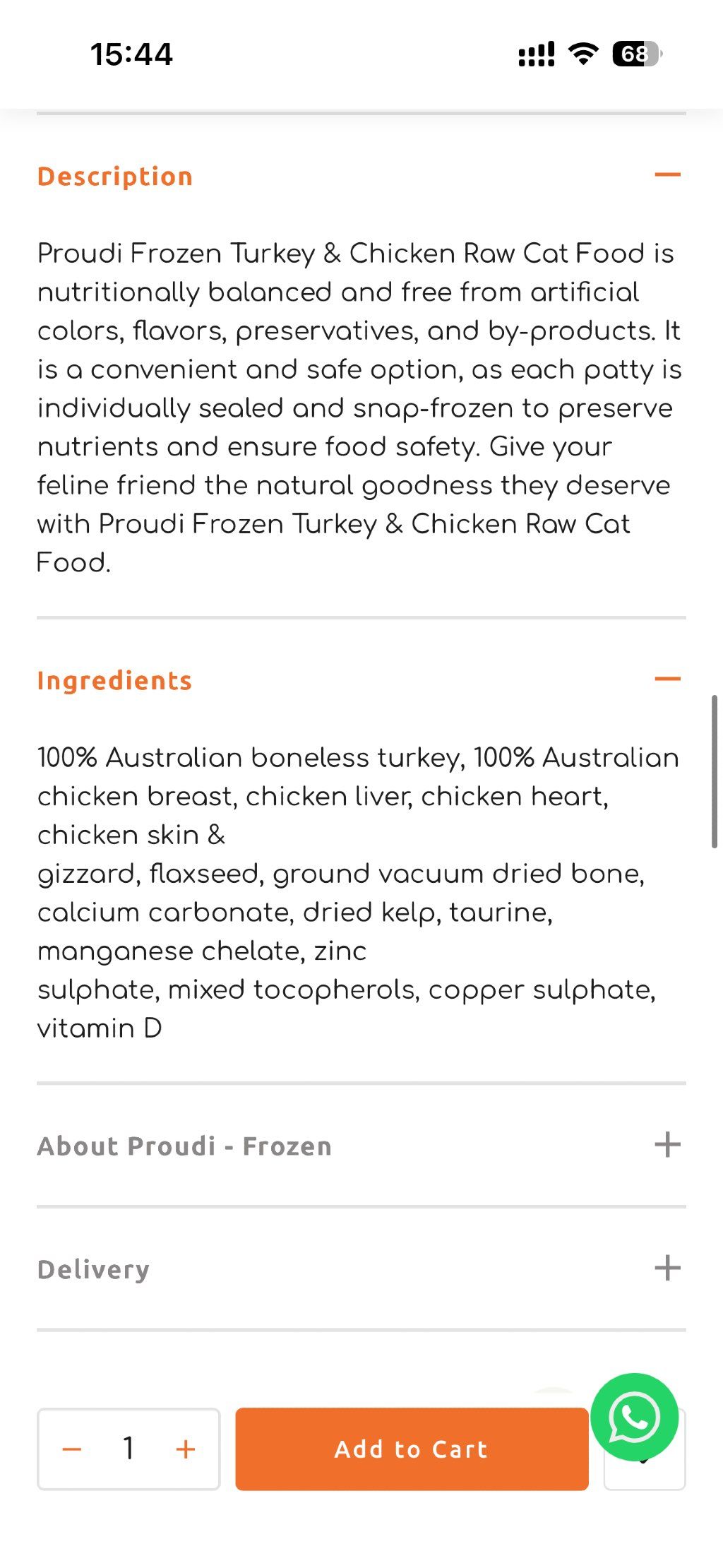 Proudi Frozen Turkey & Chicken Raw Cat Food (3 of 3)