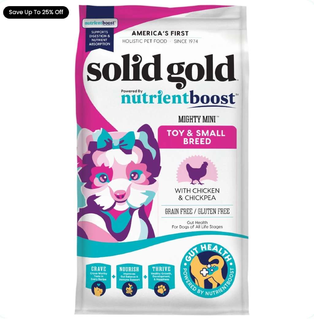 Solid Gold Mighty Mini Toy & Small Breed Chicken, Chickpea & Pumpkin Recipe