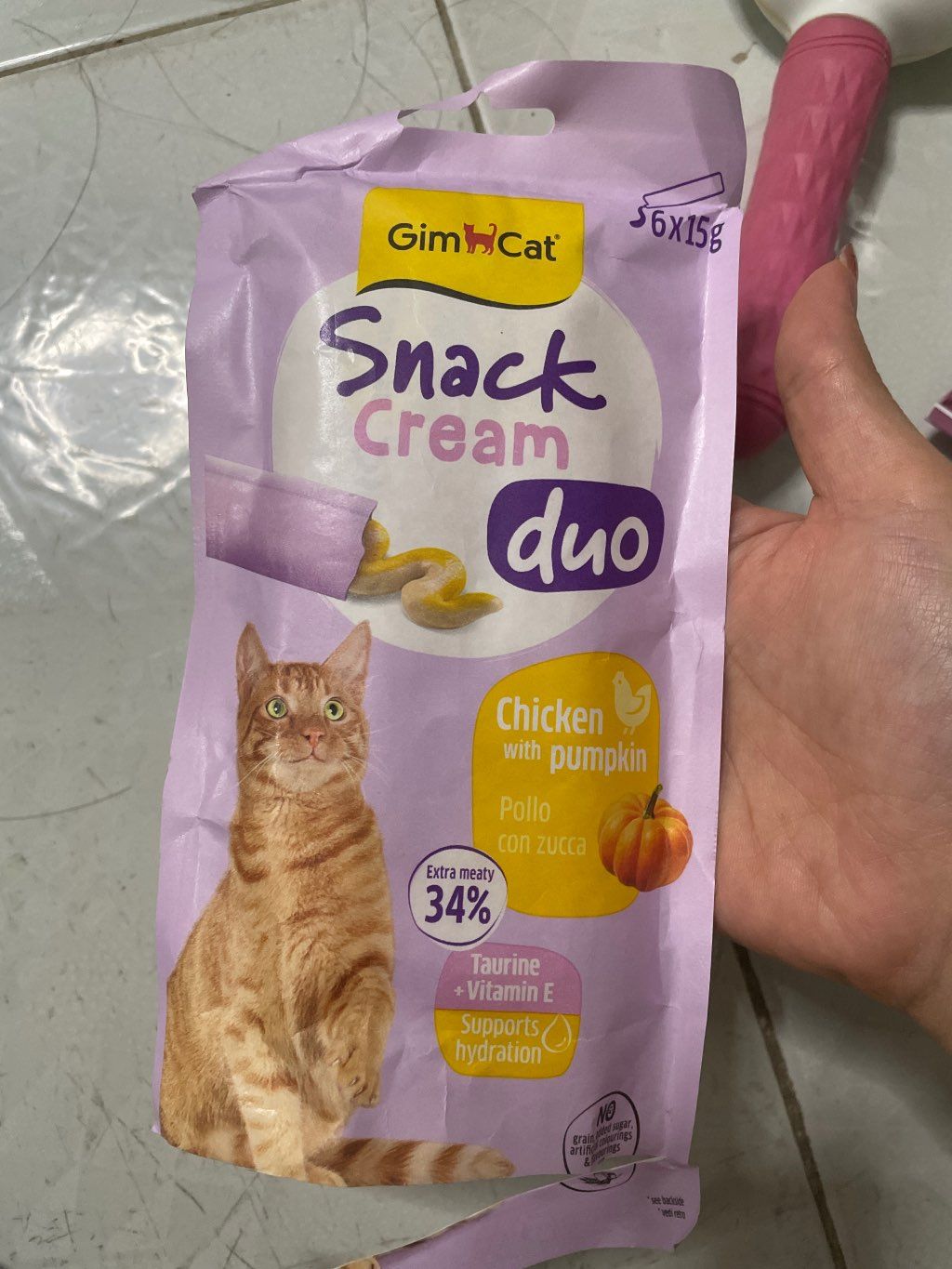 GimCat Snack Cream Duo Chicken with Pumpkin