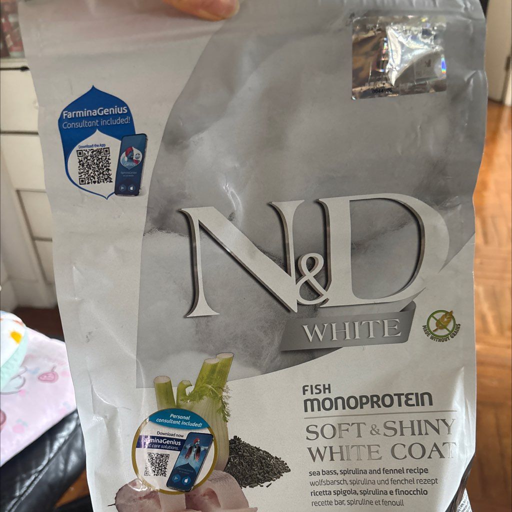 Farmina N&D White Fish Monoprotein Soft & Shiny White Coat Sea Bass, Spirulina and Fennel Recipe