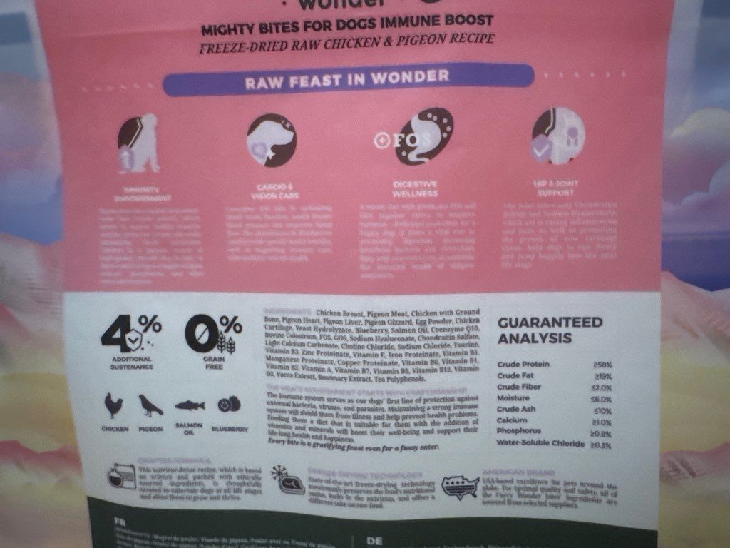 Wonder Mighty Bites for Dogs Immune Boost Freeze-Dried Raw Chicken & Pigeon Recipe