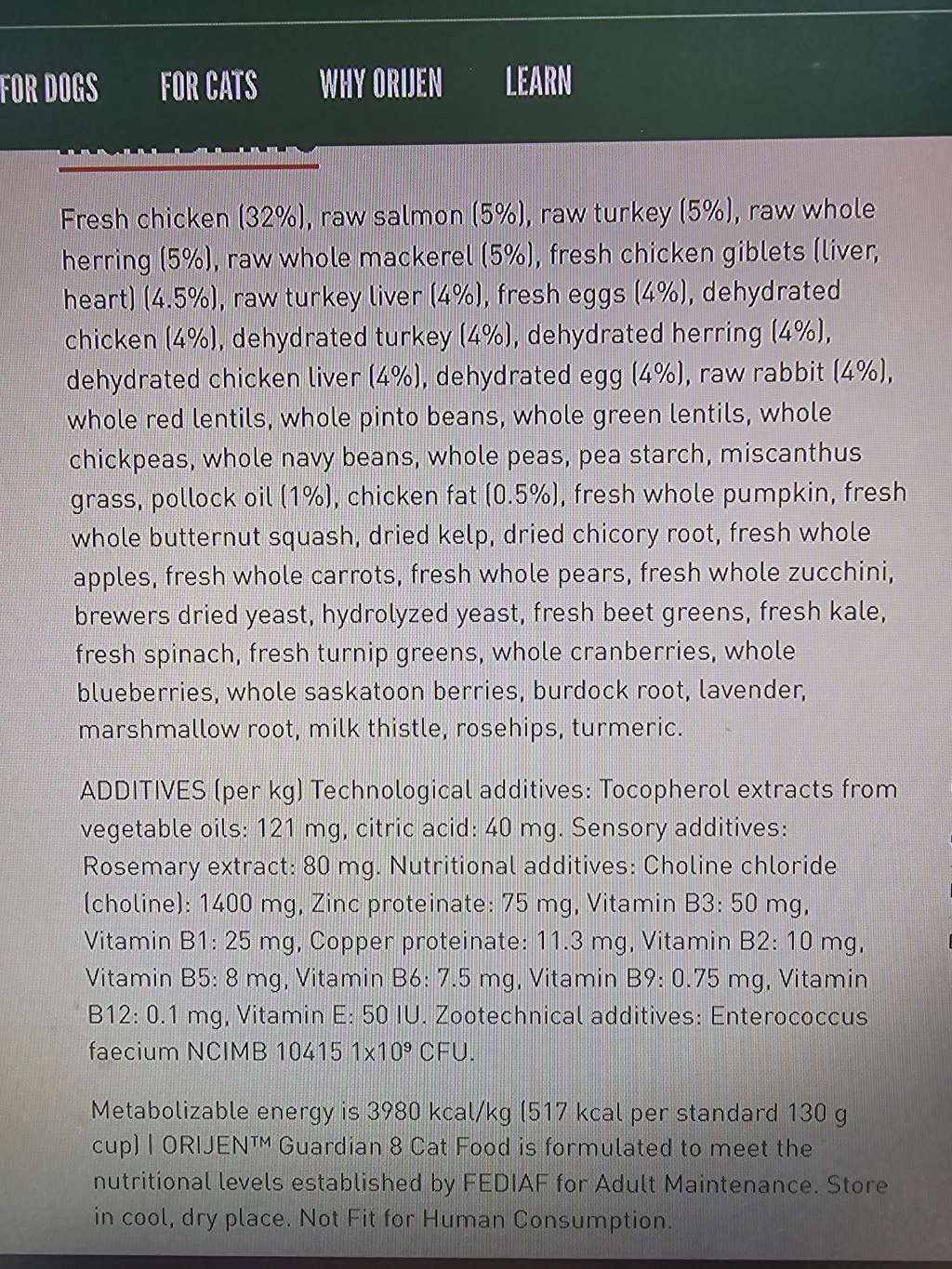 Orijen Guardian 8 Cat Food (3 of 3)