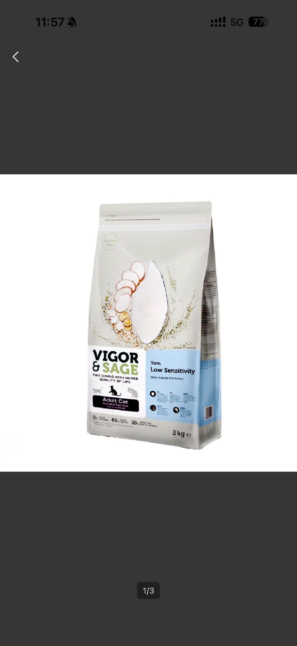 Vigor & Sage Yam Low Sensitivity Adult Cat Complete Cat Food
