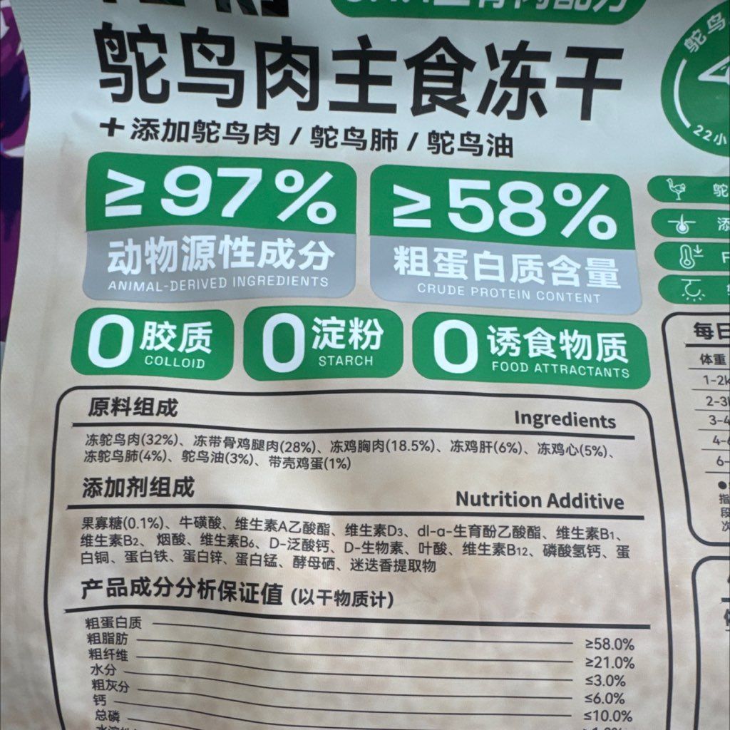 Ostrich Meat Main Food Freeze-Dried