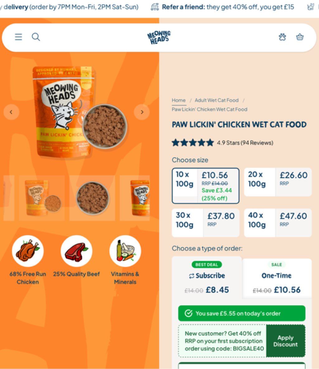 Meowing Heads Paw Lickin' Chicken Wet Cat Food