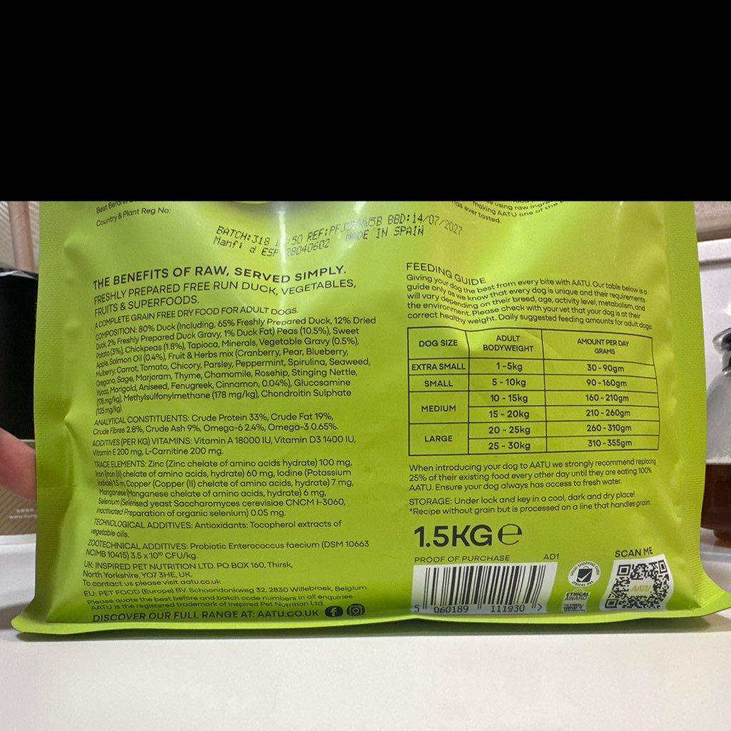 AATU Freshly Prepared Duck Dry Food For Dogs (2 of 2)